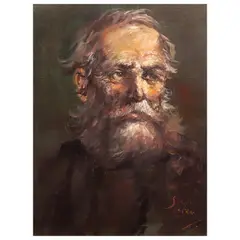 Salvador Cabrera, Bearded Man, oil on canvas