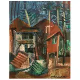 Onib Olmedo, Baguio Cottages, oil pastel on felt paper
