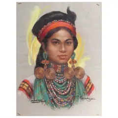 Cesar Amorsolo, Kalinga Tribe Mountain Province, pastel on paper