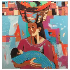 Angelito Antonio, Mother and Child, enamel oil on paper