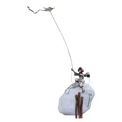Michael Cacnio, Soaring (Children at Play Series), brass in stone base