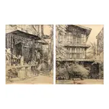 a. Old Housesb. Old Houses by A Lot of Two ArtworksJimmy Bates, pen and ink on paper, sold Apr 2023