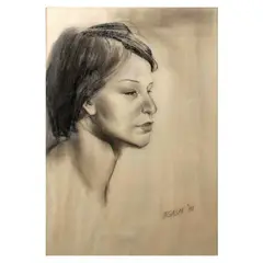 Lady by Cesar Legaspi, charcoal on paper, sold Apr 2023