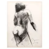 Romulo Olazo, Nude, charcoal on paper