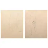 Benedicto Cabrera, i. Nude ii. Nude, pen and ink on paper each