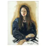 Portrait of a Woman by Federico Aguilar Alcuaz, oil on canvas, sold Apr 2023