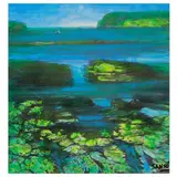 Serene Crossing by Juvenal Sansó Garrit, acrylic on paper, sold Apr 2023