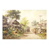 Market Scene by Unidentified artist, oil on canvas, sold Apr 2023