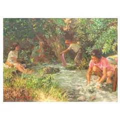 Lavanderas by Eduardo Perrenoud Jr., oil on canvas, sold Apr 2023