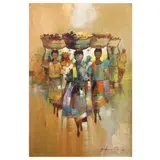 Alfredo Buenaventura, Market Scene, oil on canvas