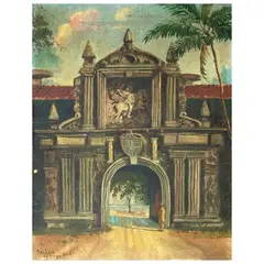 Fort Santiago Gate by Isidro Ancheta, oil on canvas, sold Apr 2023