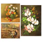 a. Still Life b. Phalaenopsis Amabilis c. Rural Scene by A Lot of Three Paintings by Ric Hernandez, oil on canvas each, sold Apr 2023
