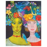 Sisters by Lydia Velasco and Daisy V. Carlos, oil on canvas, sold Apr 2023
