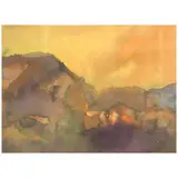 Vicente Manansala, Untitled (Landscape), watercolor on paper