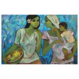 Women Vendors by Roger San Miguel, oil on canvas, sold Apr 2023