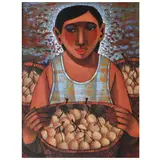 Lanzones Vendor by Paco Gorospe, oil on canvas, sold Apr 2023