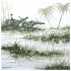Landscape by Paco Gorospe, acrylic on canvas, sold Apr 2023