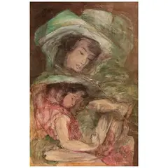 Jeff Dizon, Mother and Child, mixed media on paper