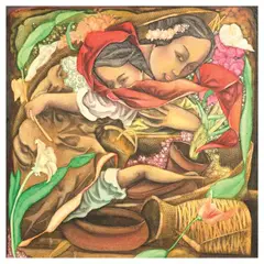 Jeff Dizon, Mother and Child, oil on canvas