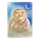 Roel Obemio, Smiling Portrait, pastel on paper