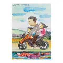 Carlo Ongchangco, Our Best Days Are On The Road With Dad, watercolor on paper