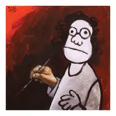 Dengcoy Miel, Painting Hand Cartoon Mukha:A Self Portrait, acrylic on canvas