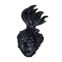 Sacred Heart with Face (Black) by Jan Leeroy New, painted fiberglass, sold Apr 2023