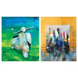 a) Francis Fajardo b) Christian Regis, a) Vespa
b) Untitled, a) acrylic on canvas b) oil on canvas