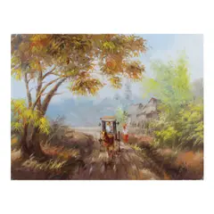Caesar Amorsolo, Barrio Scene, oil on canvas