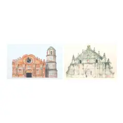 Rodolfo Ragodon, a) Church of Tumaini Cagayan
b) Church of Paoay, Ilocos Norte, a) watercolor on paper b) watercolor on paper