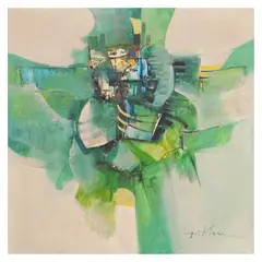 Untitled (Abstract) by Leonardo Zablan, oil on canvas, sold Oct 2022