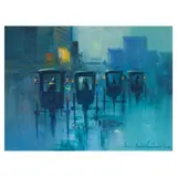 City By Night by Cesar Buenaventura, oil on canvas, sold Oct 2022