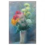 Agustin Goy, Still Life (Chrysanthemums VI), pastel on paper