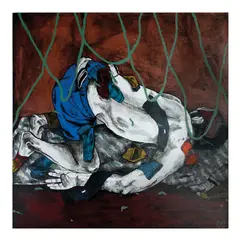 The Socks Position No. 2 by Lui Manaig, acrylic on canvas, sold Oct 2022