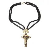 Untitled by Beaded Wood Necklace With Cross Pendant, sold Jul 2022
