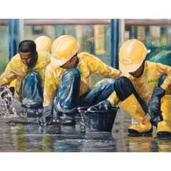 Christopher Solis, Workers, acrylic on canvas