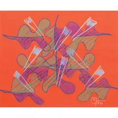Anthurium (Orange) by Romulo Olazo, soft pastel on canson paper, sold Jul 2022