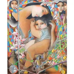 Tam Austria, Mother and Child, oil on canvas