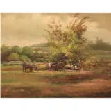 Felix Gonzalez, Barrio Scene, oil on canvas
