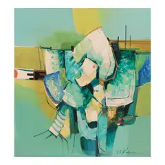Abstraction by Leonardo Zablan, oil on canvas, sold Jul 2022