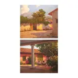 Benito Ramos Catalan, a) Village Street
b) Hacienda, oil on canvas