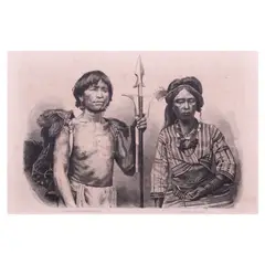 François-Edmond Pâris, Calinga Mengal (Valiente) and Calinga Elegante, ink on copperplate print