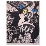 Rod Paras-Perez, Revelry, woodcut print with color passages
