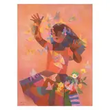 Romeo Tabuena, Girl with Butterflies, lithograph, 3/200