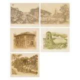 Alex Navarro Uy, a) Binondo Canal
b) Sta Cruz Church,1960
c) Old House Calaca, Batangas
d) Belfry of Cagsawa
e) Carawan V, a) lithograph print, 26/60 b) lithograph print L/P c) lithograph print, 19/100 d) lithograph print, 67/100 e) lithograph print, 25/100
