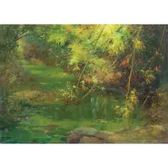 Riverside by Roger San Miguel, oil on canvas, sold Jan 2022
