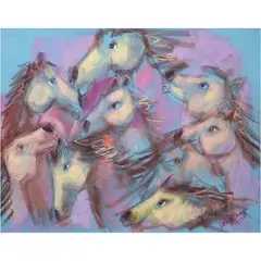 Dennis Diego, 8 Horses, oil pastel on paper