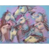 Dennis Diego, 8 Horses, oil pastel on paper