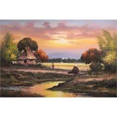 Landscape by Antonio Calma, oil on canvas, sold Jan 2022