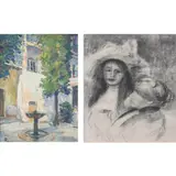 a.) Patio de la Alhambra, Granada b.) Untitled by a) Unidentified Artist b) Unidentified Artist, a.) oil on canvas b.) print, sold Jan 2022